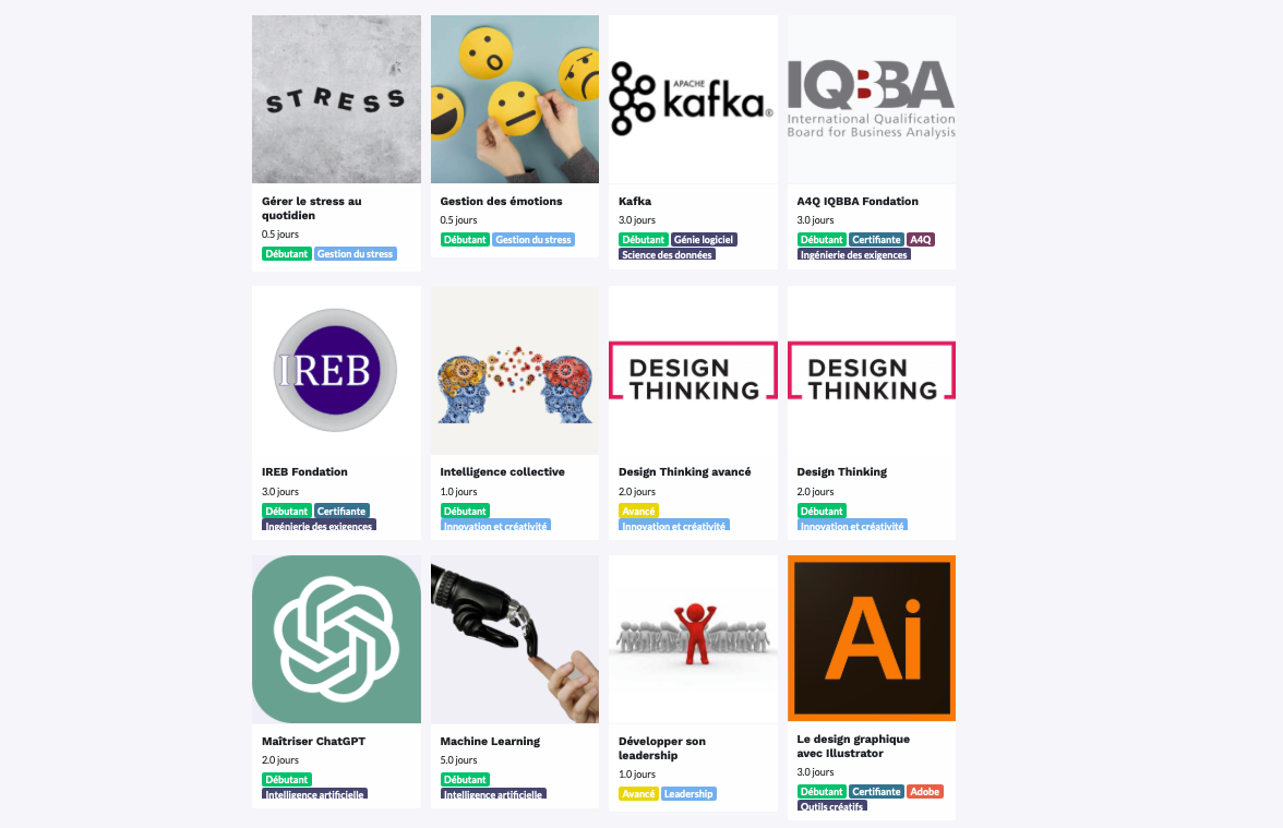 Un large choix de formations